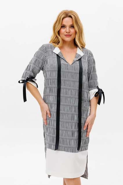 Платье 2163 черный + белый Michel Chic