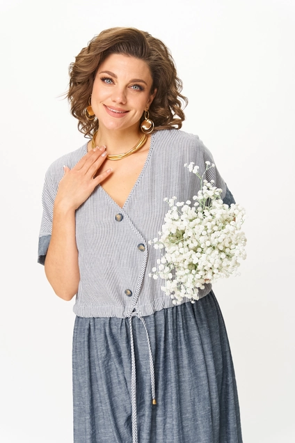 Платье 2181 джинс+ полоска Michel Chic