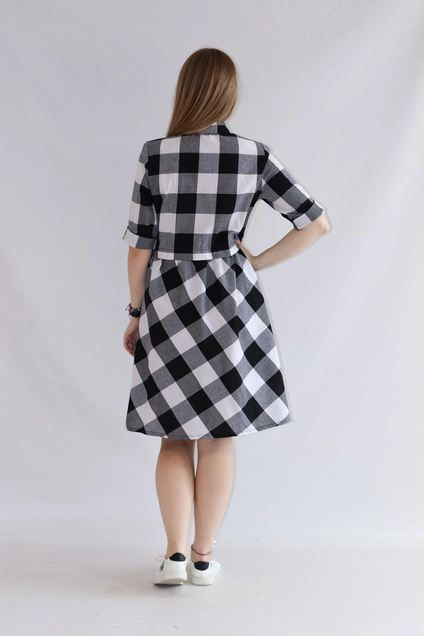 Платье 1168б черно-белый в клетку Mita Fashion