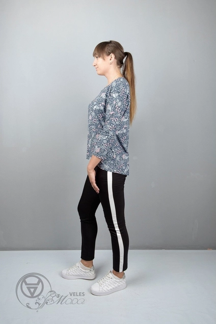 Джемпер 361 голубой+принт Mita Fashion