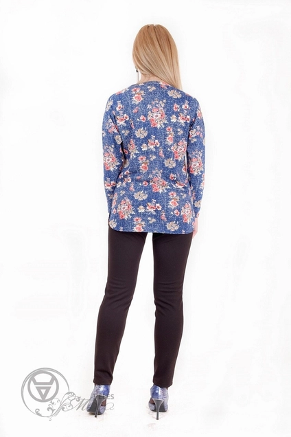 Туника 913 синий+крупные цветы Mita Fashion