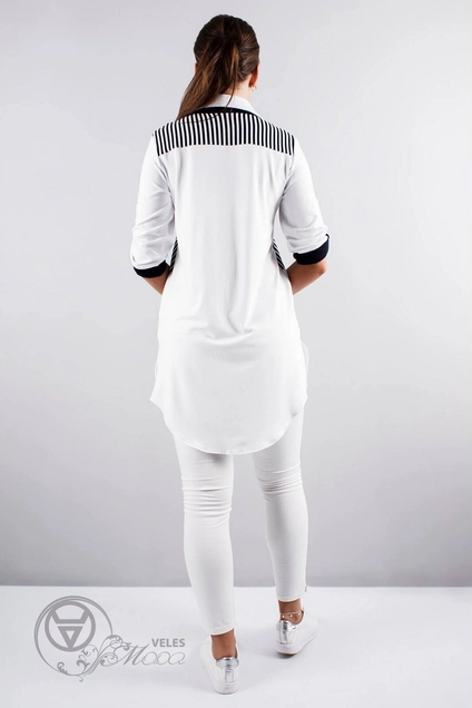 Туника 933 белый+синяя полоска Mita Fashion