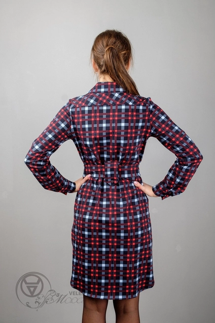 Платье 941а голубая клетка Mita Fashion
