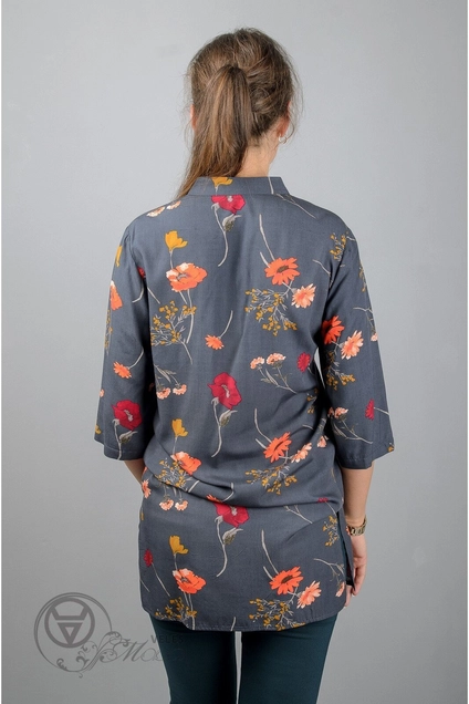 Туника 950 серый+цветы Mita Fashion