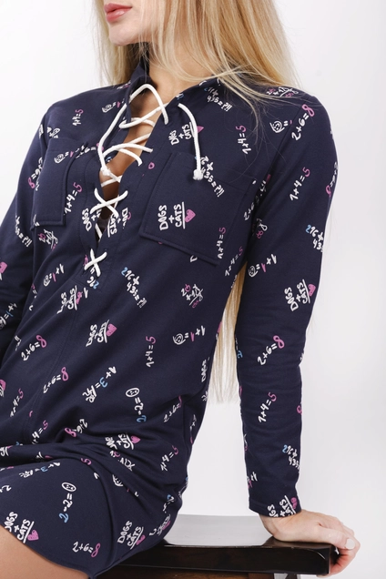 Платье 951 синий+принт Mita Fashion