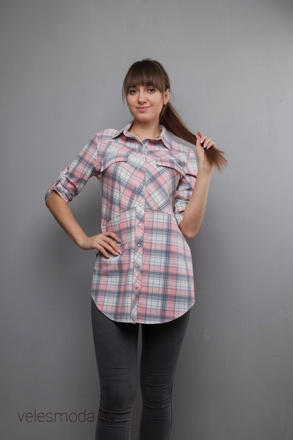 Туника 933 розовый+клетка Mita Fashion