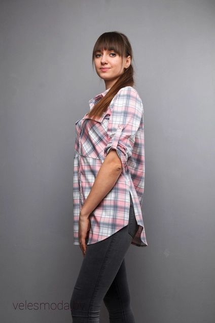 Туника 933 розовый+клетка Mita Fashion