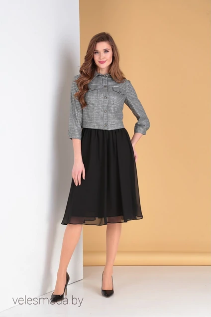 Комплект с платьем 2110 белый+черный Moda-Versal