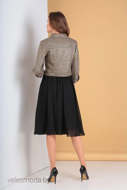 Комплект с платьем 2110 горчица+черный Moda-Versal