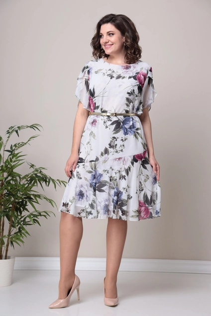 *Платье 2321 молочный + фиолет Moda-Versal
