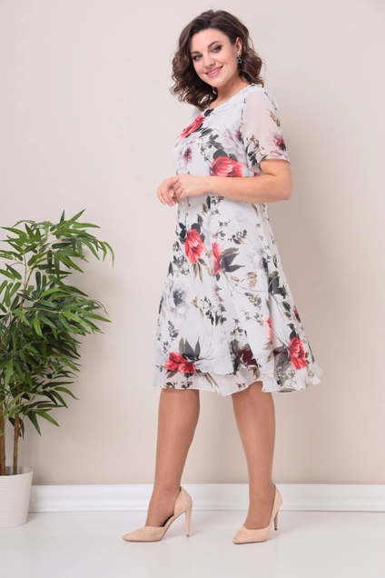 Платье 2383 молочный красный Moda-Versal