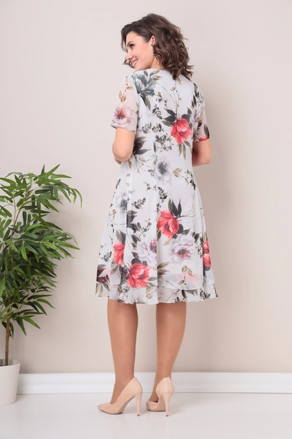Платье 2383 молочный красный Moda-Versal