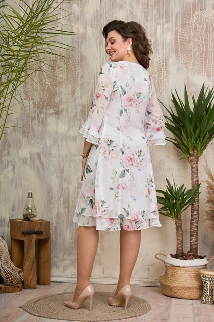 Платье 2383 молочный-цветы Moda-Versal