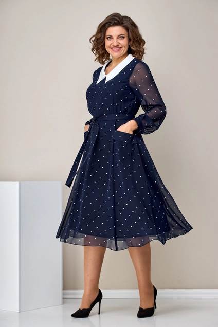 *Платье 2399 темно-синий горох Moda-Versal