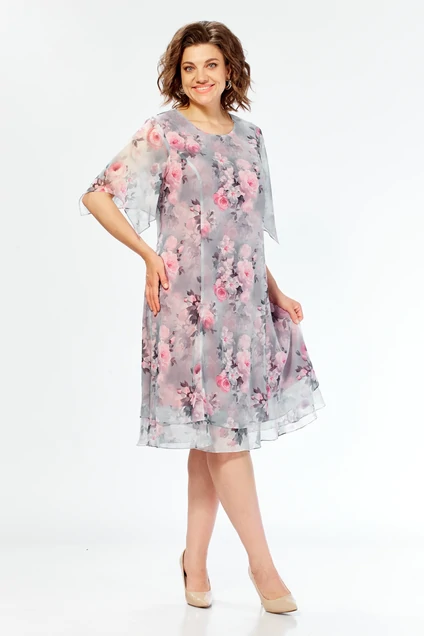 Платье 2681 серо-розовый Moda-Versal