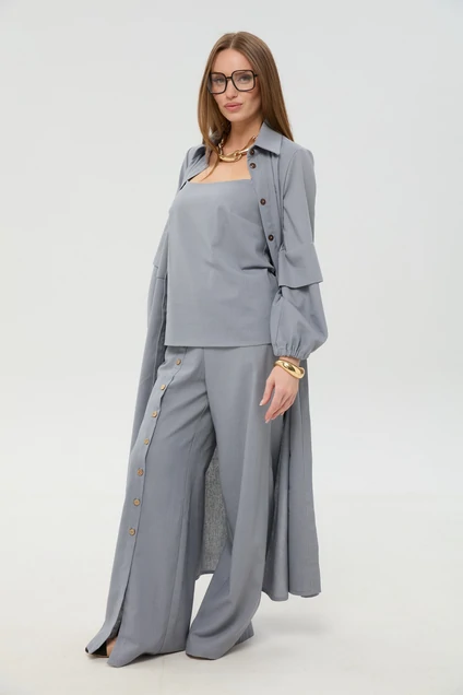 *Костюм брючный 976-16 серый  NikVa