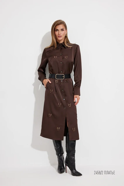 Платье 2458-1 шоколад Niv Niv Fashion