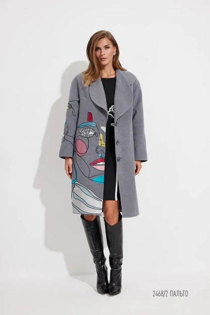 Пальто 2468-2 бетон Niv Niv Fashion