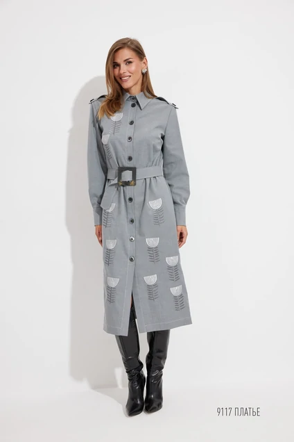 Платье 9117 серый  Niv Niv Fashion