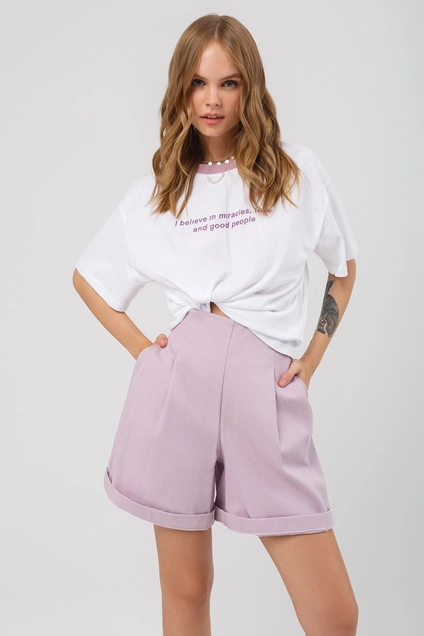 Костюм с шортами 3170 белый + лавандовый Pirs