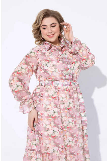 Костюм с платьем 2226 розовый с цветочным рисунком + хаки Pretty