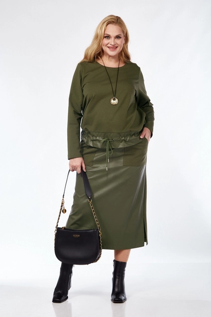 Костюм с юбкой 5108 хаки Pretty