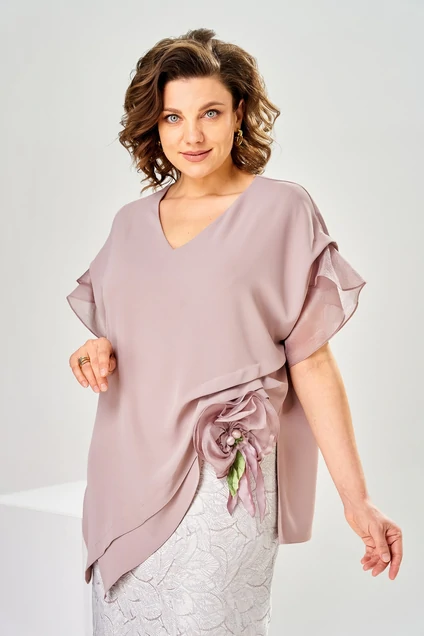 Платье 1-2919 пыльно-розовый + листики Romanovich style