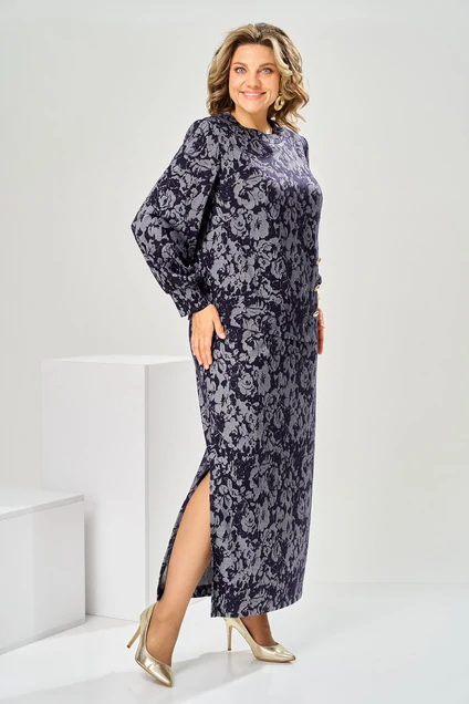 Костюм с юбкой 2-2600 серо-синий Romanovich style