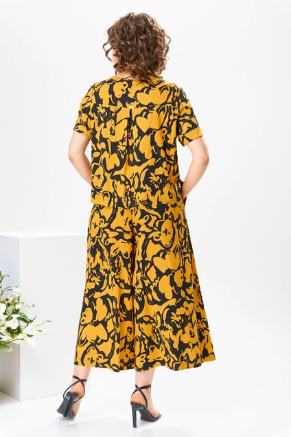 Костюм брючный 2-2704 чёрный жёлтый Romanovich style