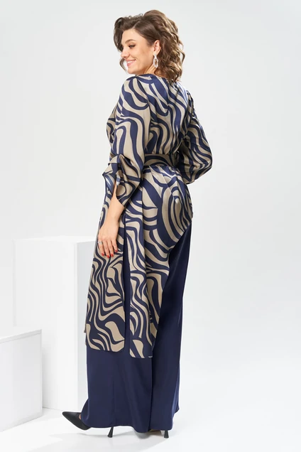 Костюм брючный 2-2750 дизайн + синий Romanovich style