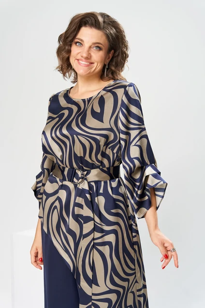 Костюм брючный 2-2750 дизайн + синий Romanovich style