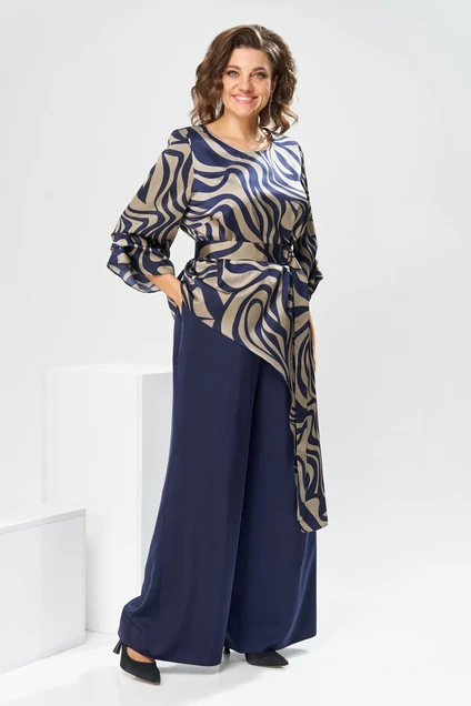 Костюм брючный 2-2750 дизайн + синий Romanovich style