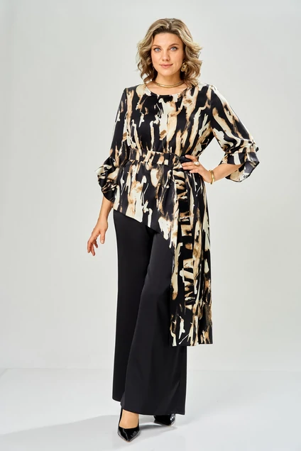 Костюм брючный 2-2750 чёрный + акварель Romanovich style