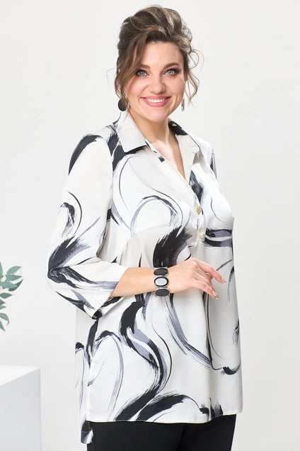 Костюм брючный 2-2617 чёрный + белый Romanovich style