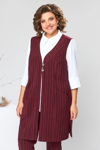 Костюм брючный 3-1759 белый + бордо Romanovich style