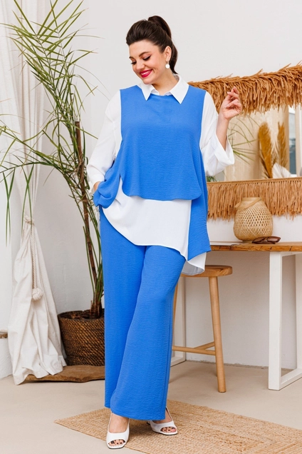 Костюм брючный 3-2510 голубой Romanovich style