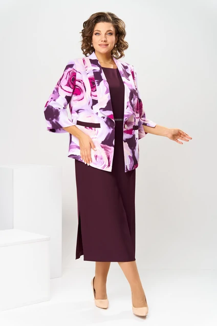 Костюм с платьем 3-2559 баклажан Romanovich style