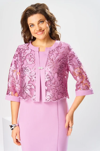 Костюм с платьем 3-2763 ярко-розовый Romanovich style