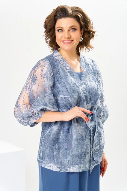 Костюм с платьем 3-2789 деним Romanovich style