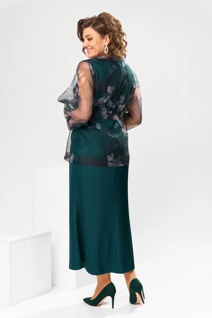 Костюм с платьем 3-2789 изумруд Romanovich style