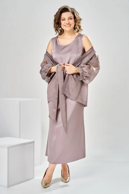 Костюм с платьем 3-2789 капучино Romanovich style
