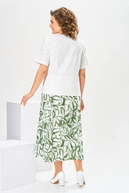 Костюм с платьем 3-2800 зелёный + белый Romanovich style