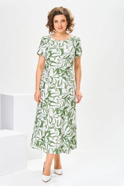 Костюм с платьем 3-2800 зелёный + белый Romanovich style