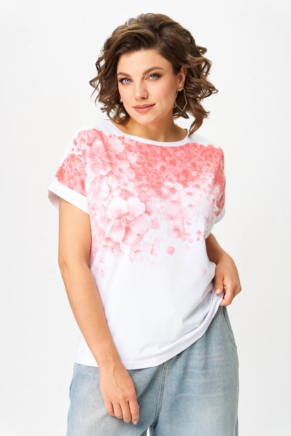 Джемпер 2258 розовый + белый Rumoda