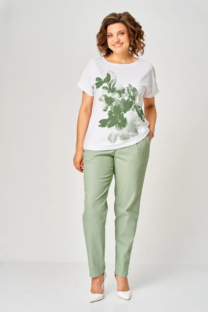 Футболка 2259 зеленый + белый Rumoda