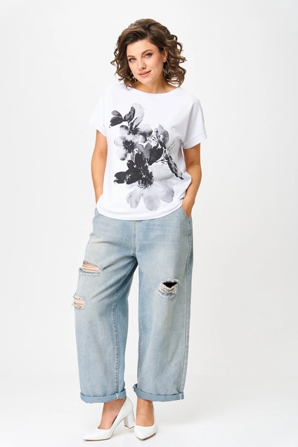 Футболка 2259 черный + белый Rumoda