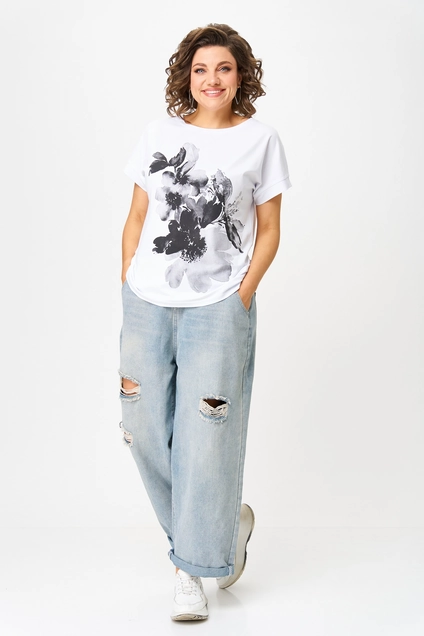 Футболка 2259 черный + белый Rumoda