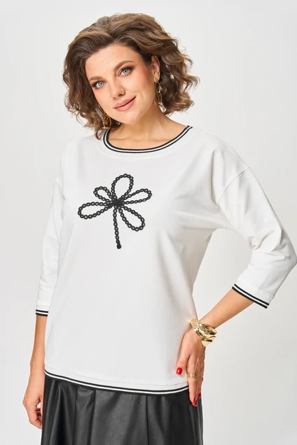 Джемпер 2261 молочный + черный дл.р. Rumoda фото 3