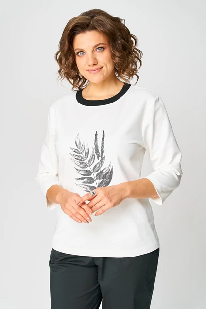 Джемпер 2272 молочный черный дл Rumoda