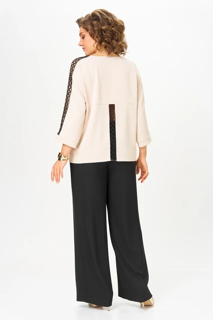Костюм брючный 2275 дл. р. бежевый + черный Rumoda